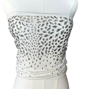 Windsor White Strapless Top with Silver Details